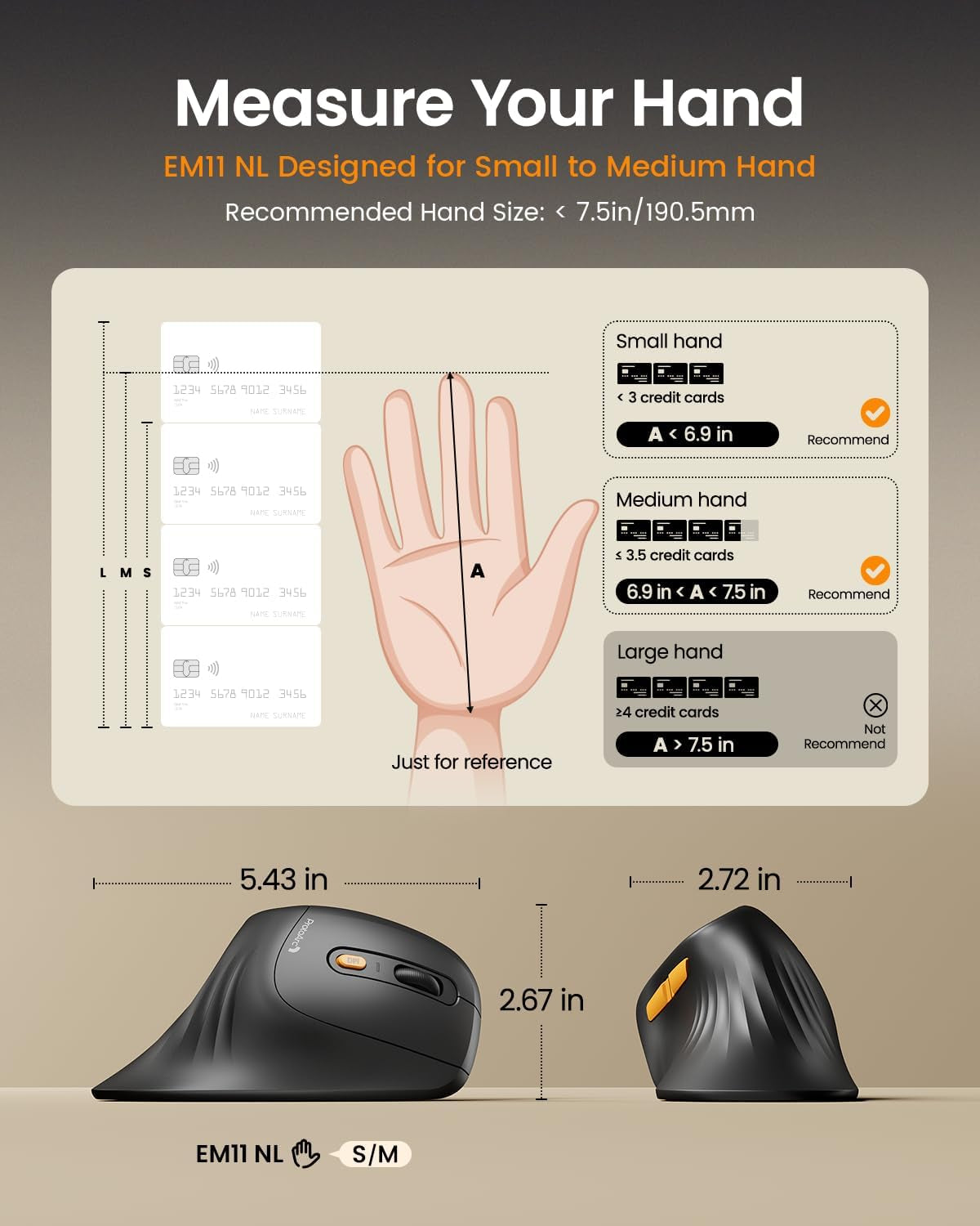 EM11 Ergonomic Vertical Wireless Mouse